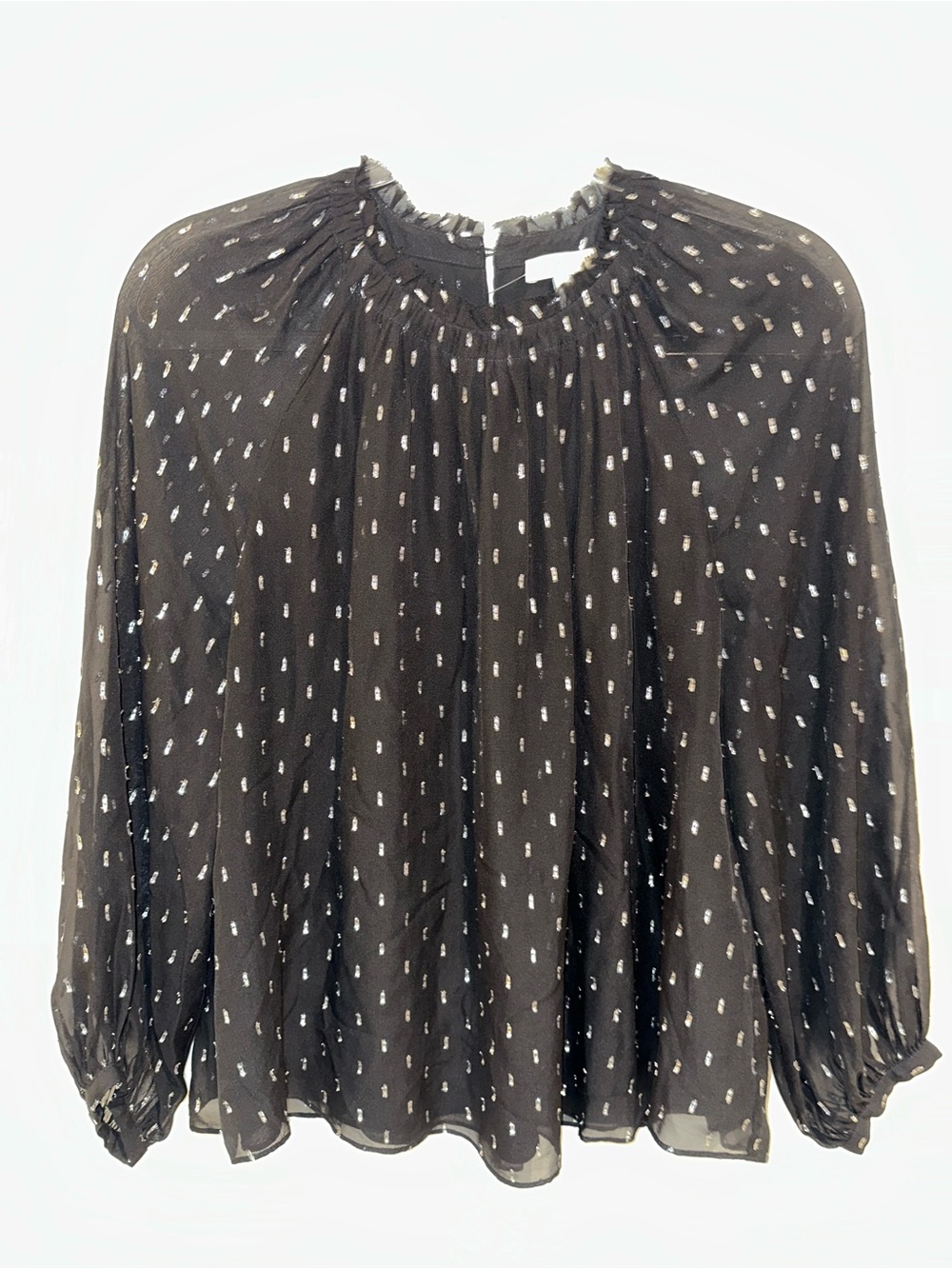 Joie Baylee B Black and silver Silk Blouse M